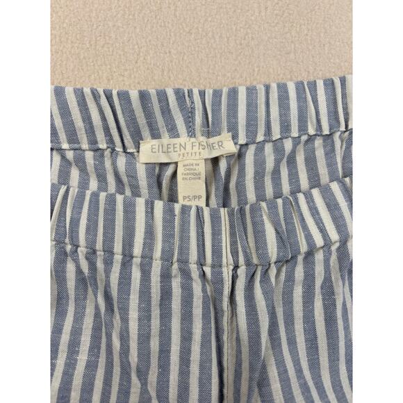 EILEEN FISHER Petite Small Hemp Organic Cotton blend Blue White Striped pant‎ - Picture 3 of 9